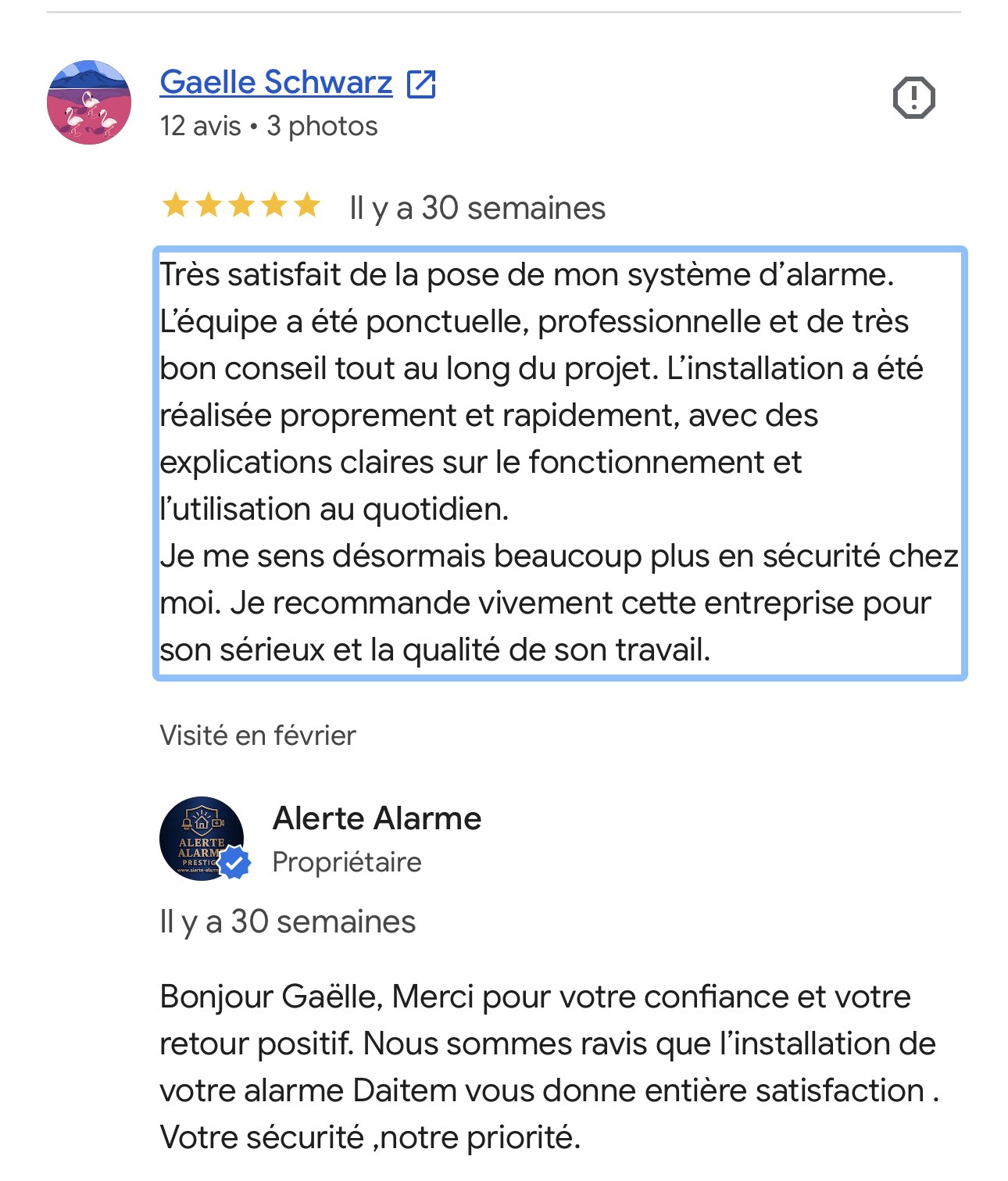 Avis Google client